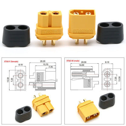 10 x Amass XT60+ XT60H Plug Connector With Sheath Housing 5 Male 5 Female (5 Pair ) For Rc Lipo Battery Rc Drone Car Boat - petguardiansupplies