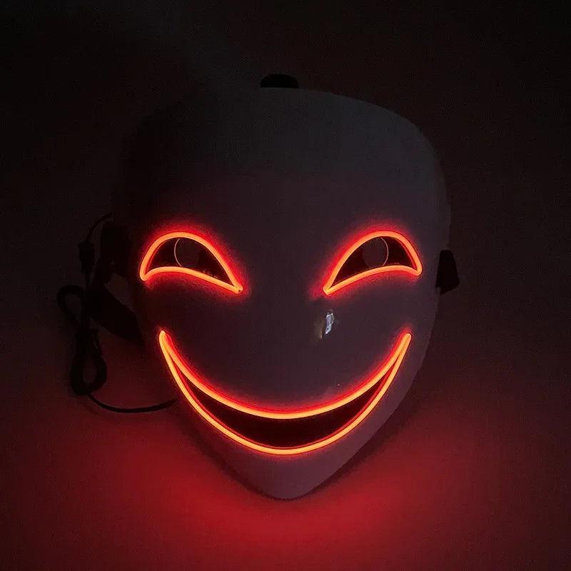 Led Light Pitch-dark Bullet Smiley Caterpillar Transparent Full Face Ghost Face Clown Black Covenant Witch Halloween Party Masks - petguardiansupplies