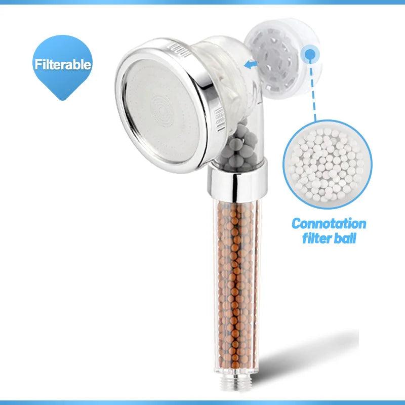 ZhangJi 3 Modes Bath Shower Adjustable Jetting Shower Head High Pressure Saving Water Bathroom Anion Filter Shower SPA Nozzle - petguardiansupplies