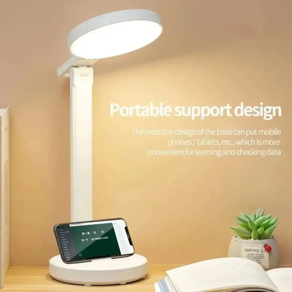 Rechargeable Foldable Touch LED Desk Lamp Table Light with Fan Calendar Clock Dispaly Eye Protection Study Reading Lamp - petguardiansupplies