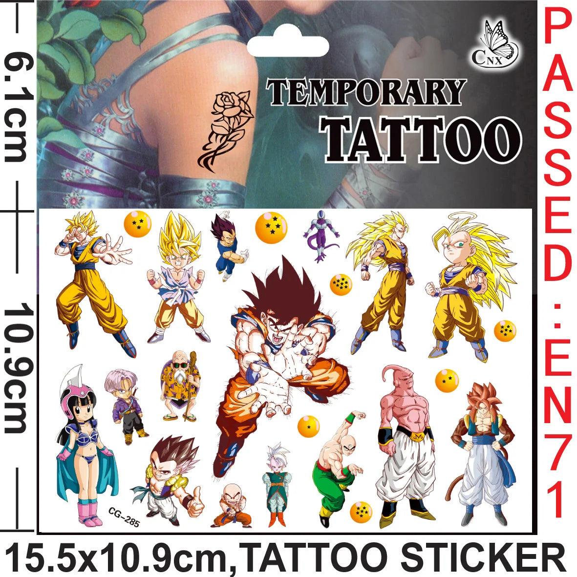 Cartoon Dragon Ball Tattoo Stickers Temporary Tattoos for Kids Birthday Party Supplies Favors Cute Tattoos Stickers Decoration - petguardiansupplies