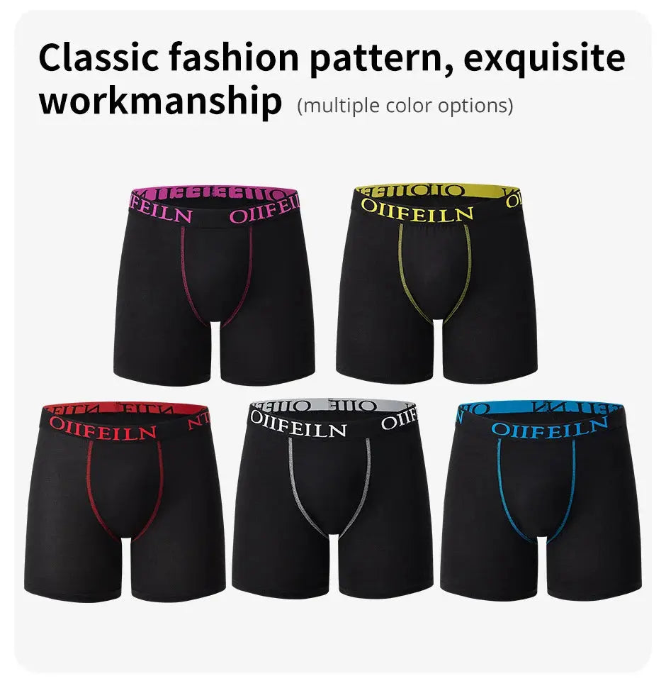 5/10 Pack Multi-size Teenagers To Adults Men's Boyshort Leisure Sports Joker Elastic Waist Long Men's Underwear Can Be Parent-ch - petguardiansupplies