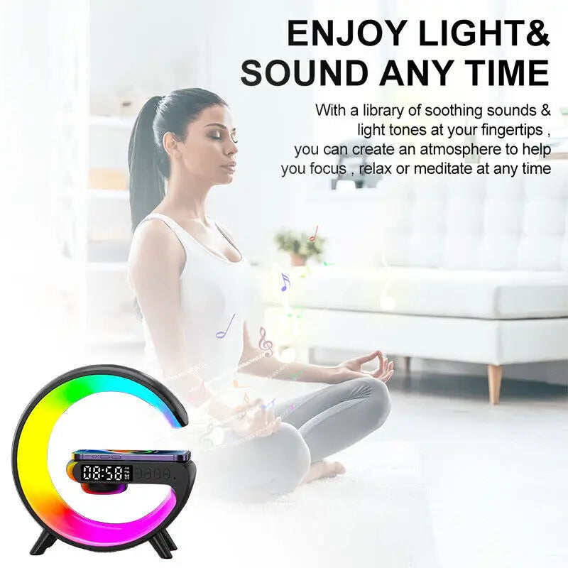 Smart G Lamp Bluetooth Speaker Wireless Charger RGB Alarm Clock Night Light 2025 - petguardiansupplies