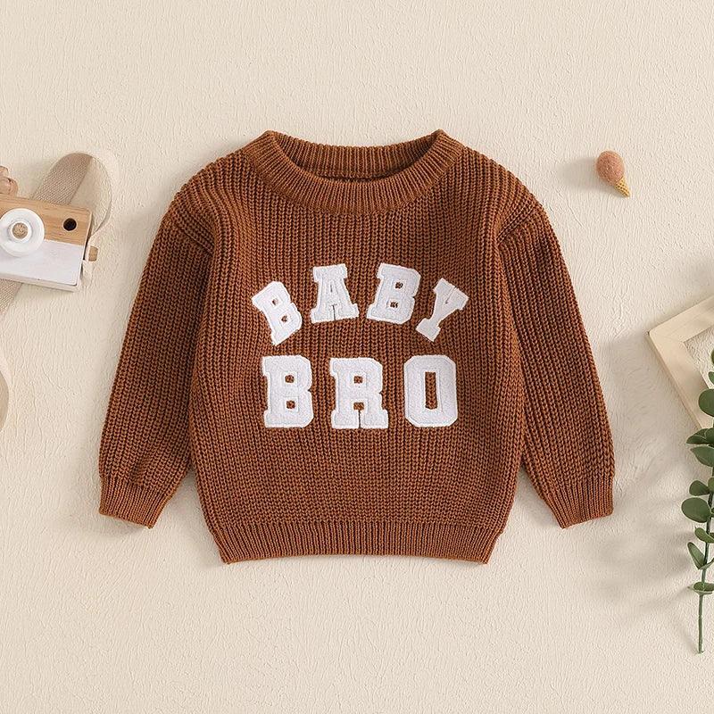 FOCUSNORM 0-18M Autumn Baby Boys Sweater 4 Colors Letter Embroidery Long Sleeve Round Neck Knitwear Pullover - petguardiansupplies