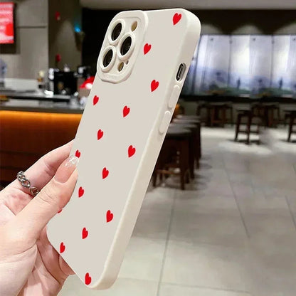 Cute Cartoon Red Love Heart Phone Case For iPhone - Shockproof Soft Silicone Cover - petguardiansupplies