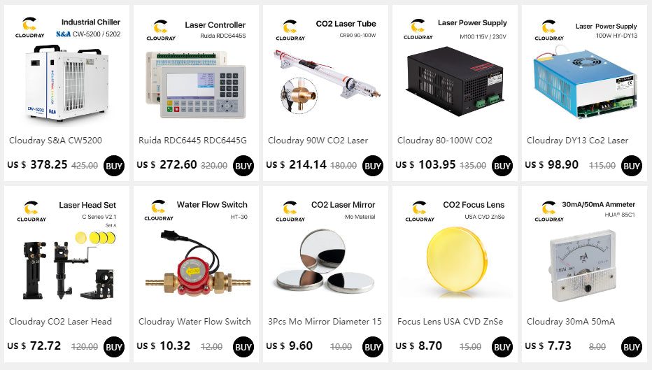 Cloudray Reci W2/T2 90W-100W CO2 Laser Tube Wooden Box Packing Dia. 80mm/65mm CO2 Laser Engraving Cutting Machine S2 Z2 - petguardiansupplies