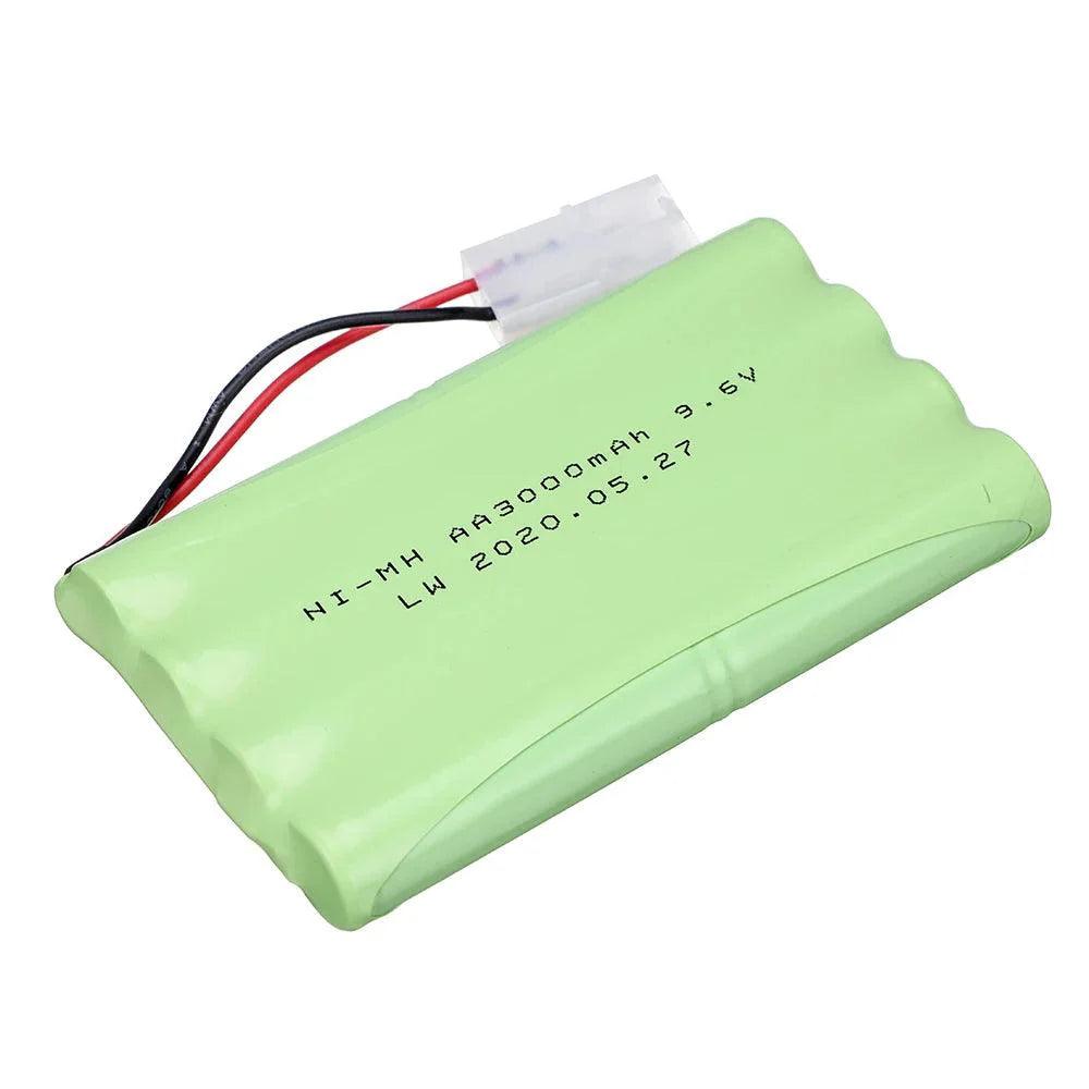 9.6V 3000mah NiMH Battery +9.6V Charger For Rc toys Car Trucks Tanks Trains Boats upgrade Ni-MH 8*AA 9.6v Rechargeable Battery - petguardiansupplies