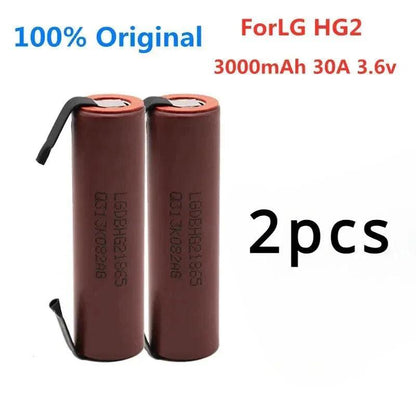 Original ForLG HG2 3000mAh battery 3.6v 18650 battery with strips soldered battery for screwdrivers 30A high current+DIY nickel - petguardiansupplies