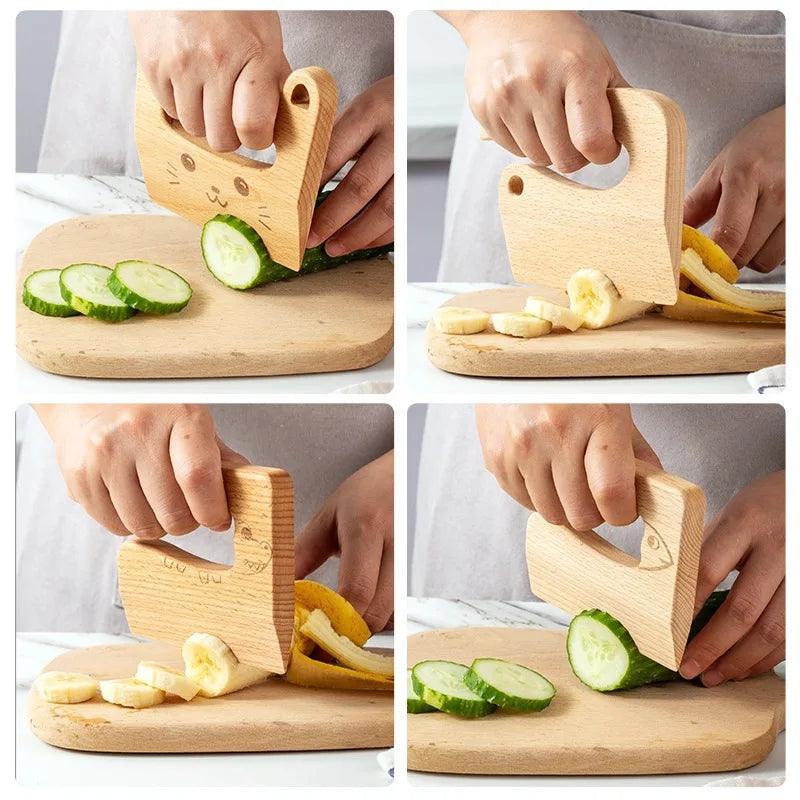 Wooden Kids Knife Cooking Toys Simulation Knives Cutting Fruit Vegetable Children Kitchen Pretend Play Toy Montessori Education - petguardiansupplies