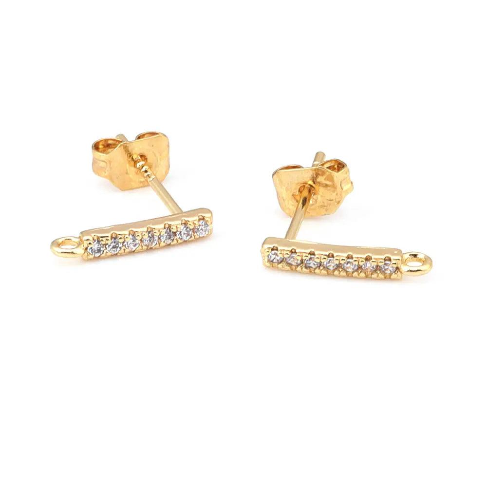 Star Round Rectangle 18K Gold Color Brass and Zircon Stud Earrings Pins Earring Jewelry Making Supplies Diy Findings Accessories - petguardiansupplies