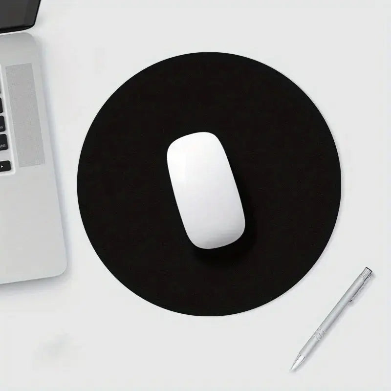 Round Mouse Pad Single-sided Solid Color Universal Non-slip Pad Mouse Pad Suitable for Laptop Office Leather Gaming Mouse Pad - petguardiansupplies