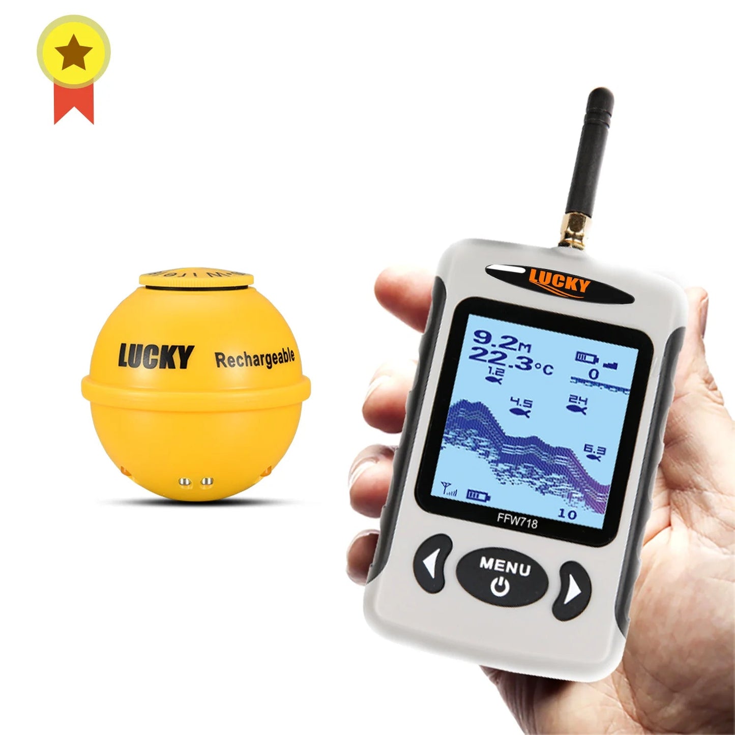 Lucky FFW718& FFW718LA Wireless Portable Fish Finder 45M/135FT Sonar Depth Sounder Alarm Ocean River Lake - petguardiansupplies