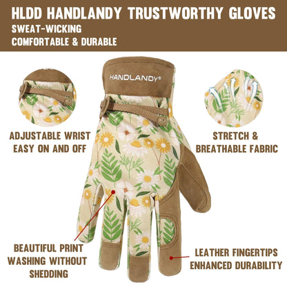 HANDLANDY Gardening Gloves for Women, Breathable Ladies Leather Garden Yard Gloves Best Gift for Gardeners - petguardiansupplies