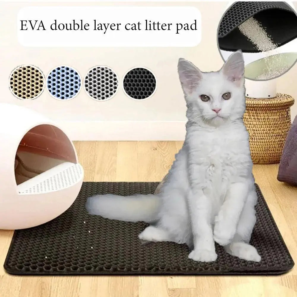 1pc, Cat Litter Mat, Cat Waterproof Litter Trapping Mat,Double Layer Filter Washable Non Slip Cat Mat For Cleaning, Pet Supplies - petguardiansupplies