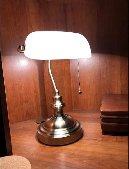 Desk lamp Table Light glass banker‘s lamp zipper switch for bedroom home stuy restaurant library office light night lamp - petguardiansupplies