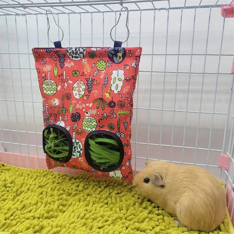 Hanging 2/3 Holes Hay Bag for Bunny Guinea Pigs Small Animal Feeder Rabbit Food Dispensers Bag Cage Accessories Pet Feeding Bag - petguardiansupplies