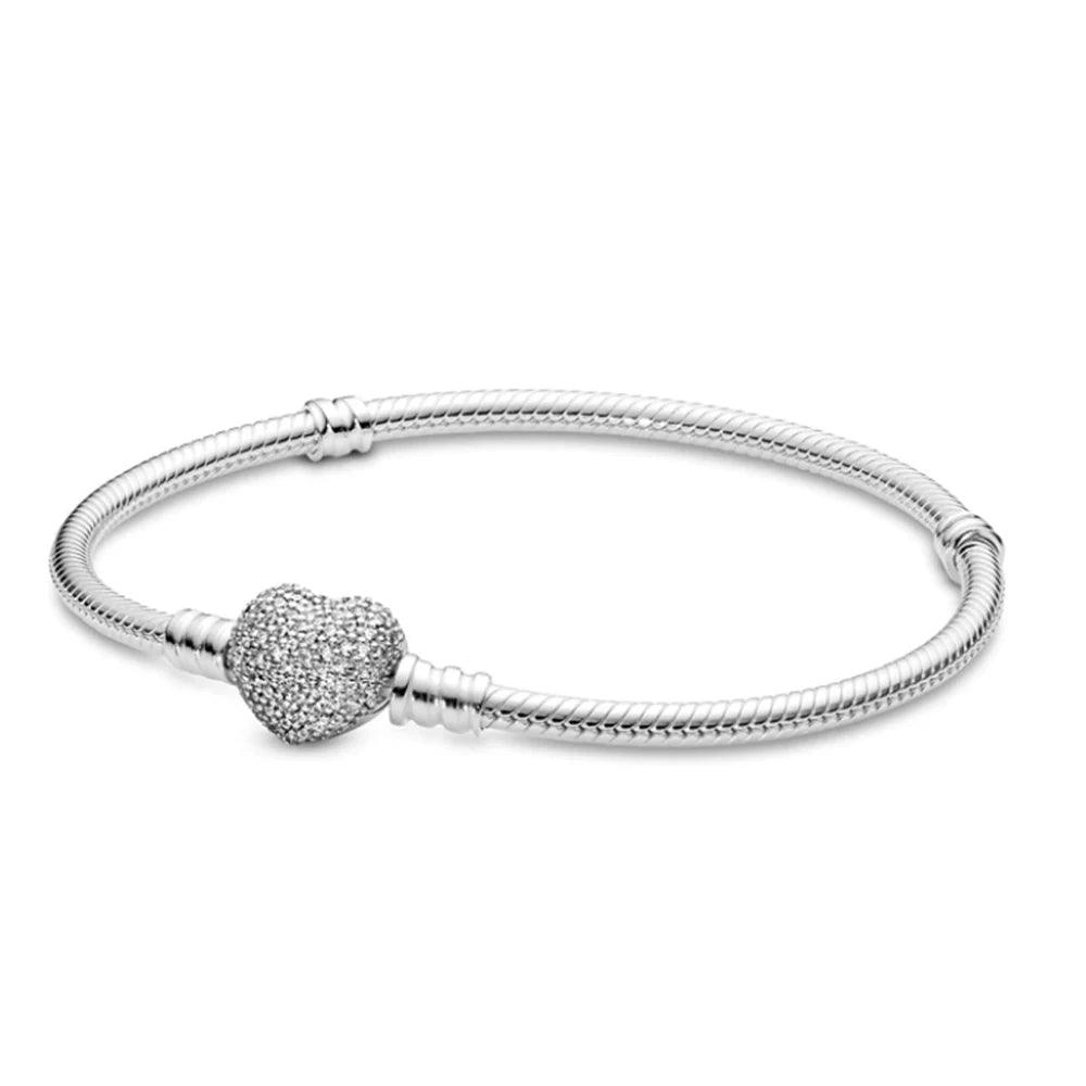 Pandora 925 Silver Moments Heart Closure Bracelet for Women Christmas and Birthday Gifts Fit Original Jewelry Accessories DIY - petguardiansupplies