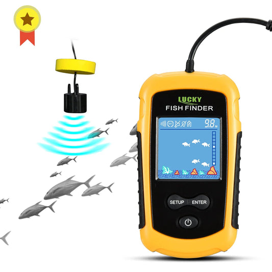 FFC1108-1 Alarm 100M Portable Sonar Fish Finders 45 degrees Sonar Coverage Echo Sounder Alarm Transducer Lake Sea Fishing - petguardiansupplies