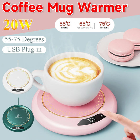 Coffee Mug Warmer Thermostatic Electric Cups Heater 3 Temperature Settings Auto Shut Off Smart Heating Coaster for Home Office - petguardiansupplies