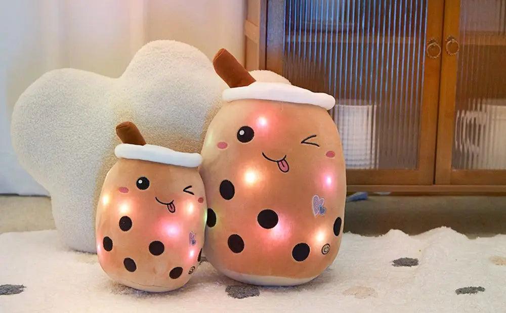 26-38cm LED Light Milk Tea Doll Plush Toy Green Pink Soft Cute Throw Pillows Strawberry Stuffed Animals for Girls Birthday Gift - petguardiansupplies