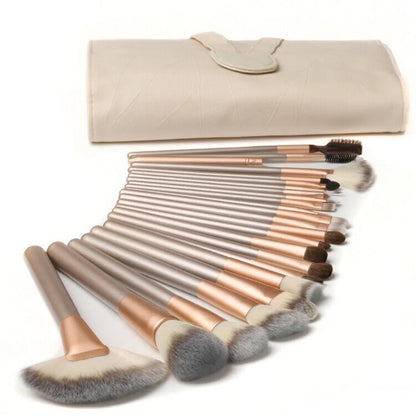 Professional Wooden Makeup Brushes Set with Leather Storage Pouch Short-haired Eyelash Brush for Women - petguardiansupplies