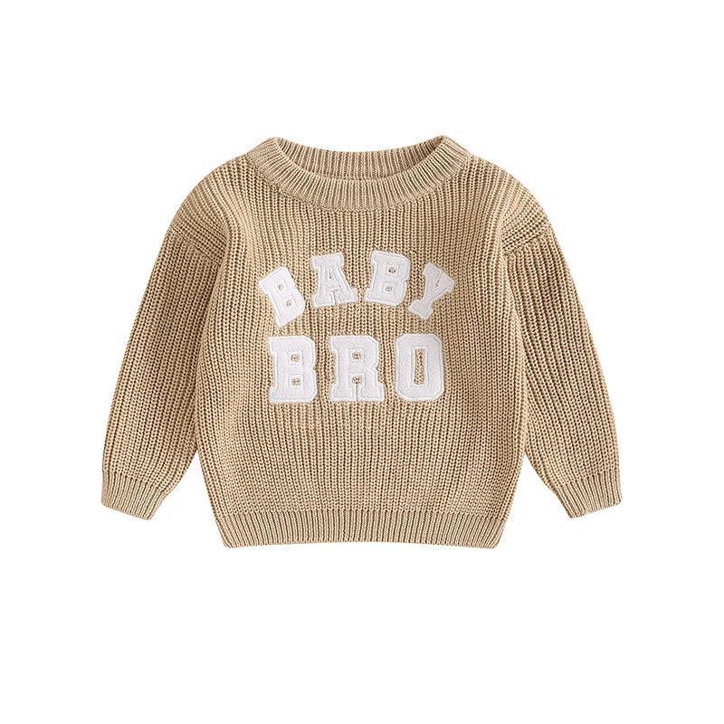 FOCUSNORM 0-18M Autumn Baby Boys Sweater 4 Colors Letter Embroidery Long Sleeve Round Neck Knitwear Pullover - petguardiansupplies