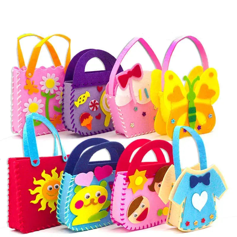 4Pcs Children Cartoon Non-woven Handicraft Toys Kids Handmade Bag DIY Animal Flower Handbags Crafts Art Sewing Toy Craft Decor - petguardiansupplies