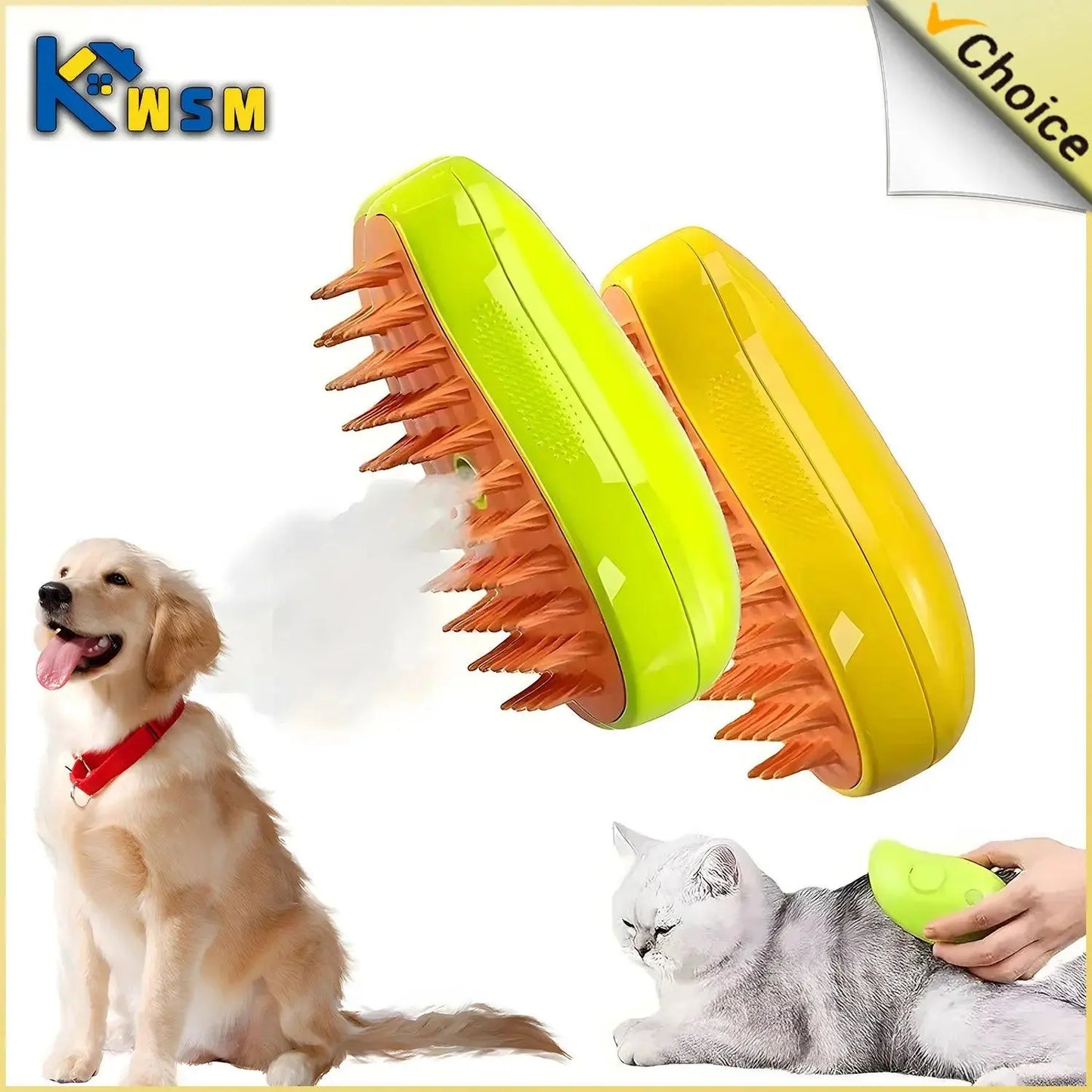 Steamy Dog Brush Electric Spray Cat Hair Brush 3 in1 Dog Steamer Brush for Massage Pet Grooming Removing Tangled and Loose Hair - petguardiansupplies