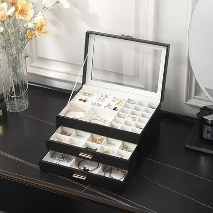 Size S/M/L Jewelry Organizer Display Travel Jewellery Case Boxes Travel Portable Jewelry Box PU Storage Organizer Earring Holder - petguardiansupplies