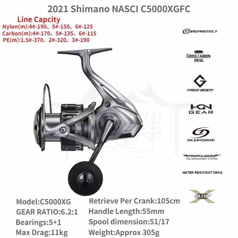 2021 Shimano NASCI FC 500 C2000 2500 2500HG 2500SHG C3000 C3000HG 4000 4000XG C5000XG Spining Fishing Reel Saltwater Fishing - petguardiansupplies