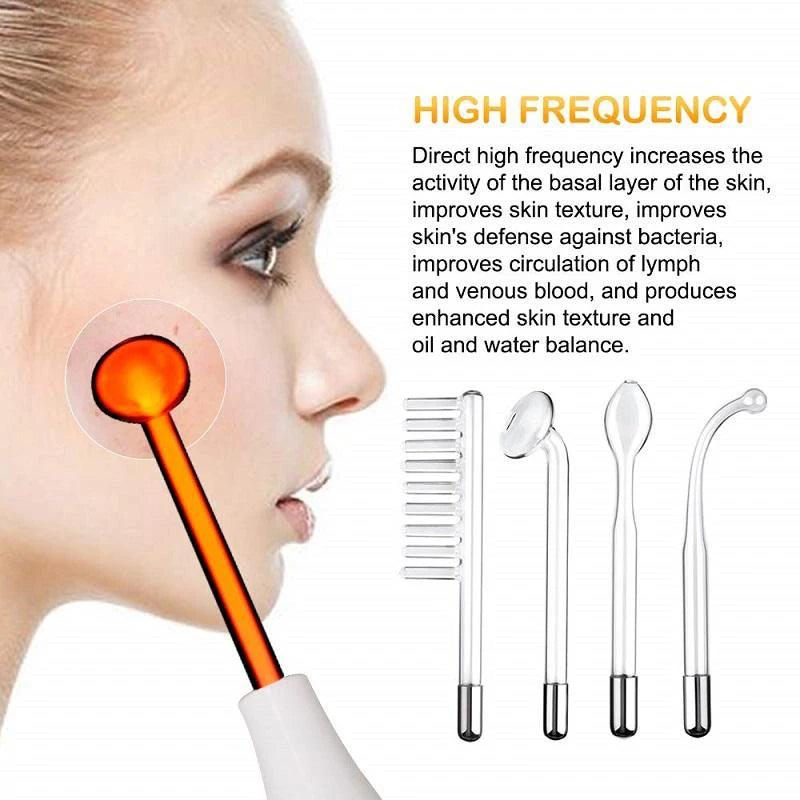 4 In 1 High Frequency Electrode Wand Electrotherapy Glass Tube Beauty Device Acne Spot Remover Facial Anti Wrinkle Skin Care Spa - petguardiansupplies