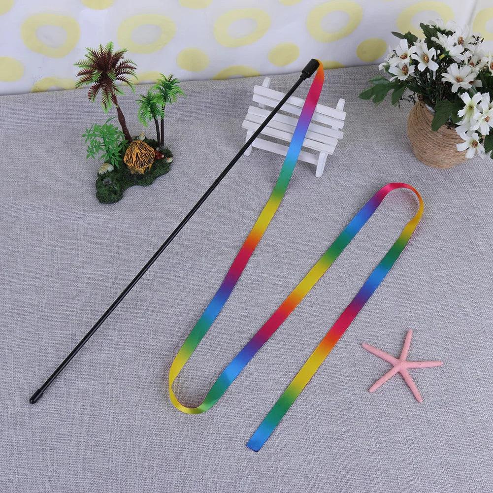 Cat Toys Cute Funny Colorful Rod Teaser Wand Plastic Pet Toys for Cats Interactive Stick Pet Teaser Cat Supplies - petguardiansupplies