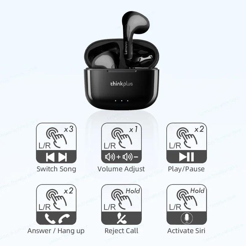 Lenovo LP40 Plus Wireless Earphones TWS Bluetooth Headset Noise Reduction Headphones 230mAh HiFi Stereo Sports Earbuds With Mic - petguardiansupplies