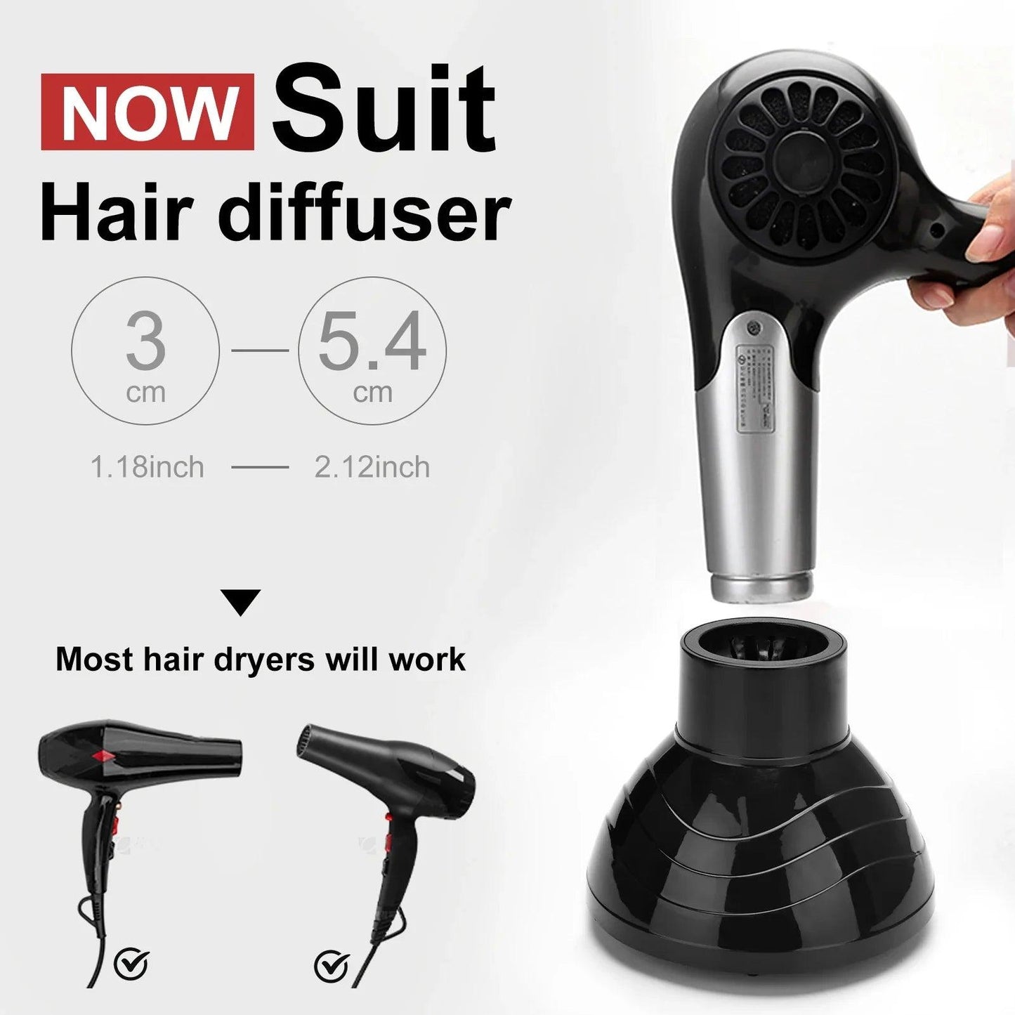 Black Salon Tool Universal Hairdryer Diffuser Cover Adjustable Temperature Resistant Dispersing Drying Hair Dryer - petguardiansupplies