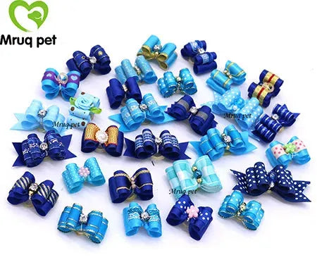 20pcs Pet Dog Cute Hair Bows with Rhinestone&Flowers Ribbon Bows Dog Hair Accessory Dog Groomining Pet Supplies - petguardiansupplies