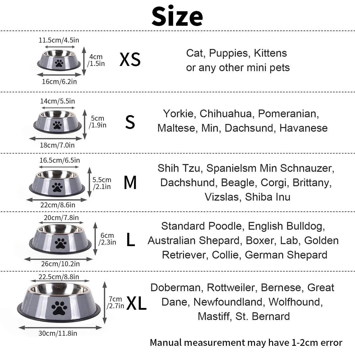 1PC Stainless Steel Pet Bowl Cat Bowl Dog Food Bowl Multi-Specification Anti-fall Food Bowl Food Bowl Feeding Pet Supplies - petguardiansupplies