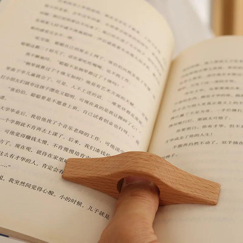 Hot Wooden Thumb Bookmark One Hand Reading Thumb Book Support Book Page Holder for Office Book Lovers Fast DIY Reading Aid Tools - petguardiansupplies