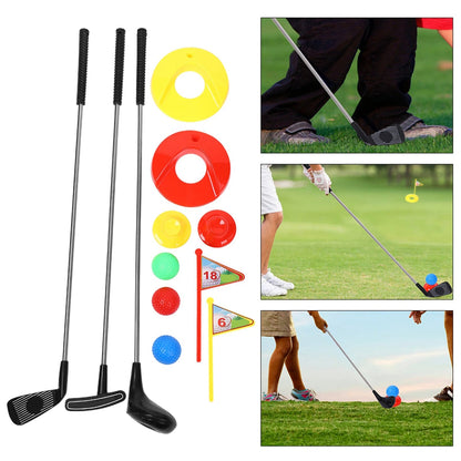 Kids Golf Toy Set Metal Golf Club Golf Ball Golf Tee And Practice Holes With Flag Portable Sport Toy - petguardiansupplies