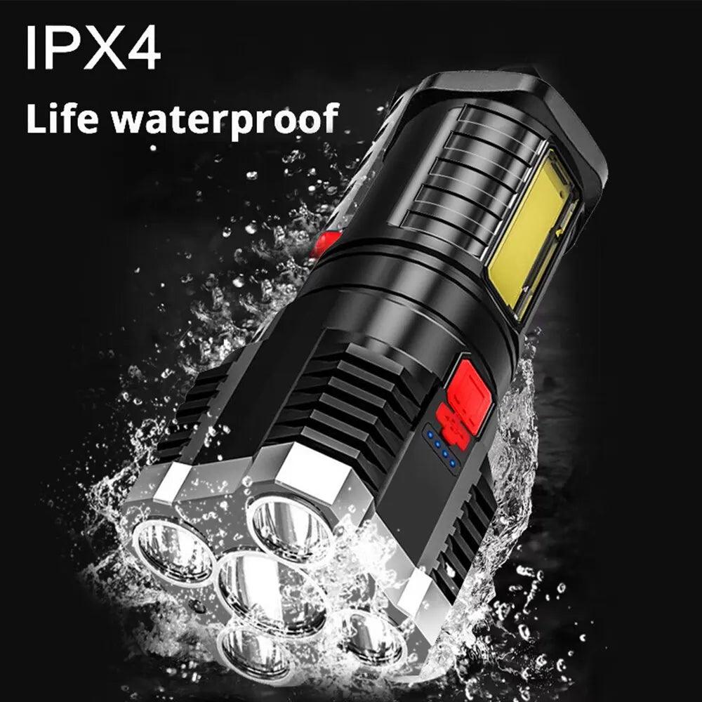 5LED High Power Led Flashlights Rechargeable Camping Spotlight with Side Light 3 Lighting Modes for Camping Adventure Outdoor - petguardiansupplies