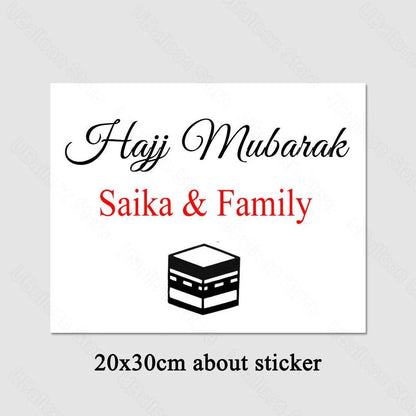 Custom Hajj Mubarak Balloons Vinyl Sticker 24/36Inch Personalized Kaaba Umrah Mubarak Clear Balloons for Eid Mubarak Decoration - petguardiansupplies