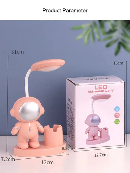 Creative Cute Astronaut Flexible Led Study Desk Lamp with Pencil Sharpener Bedside Color Adjust Table Lamp for Kids Student Room - petguardiansupplies