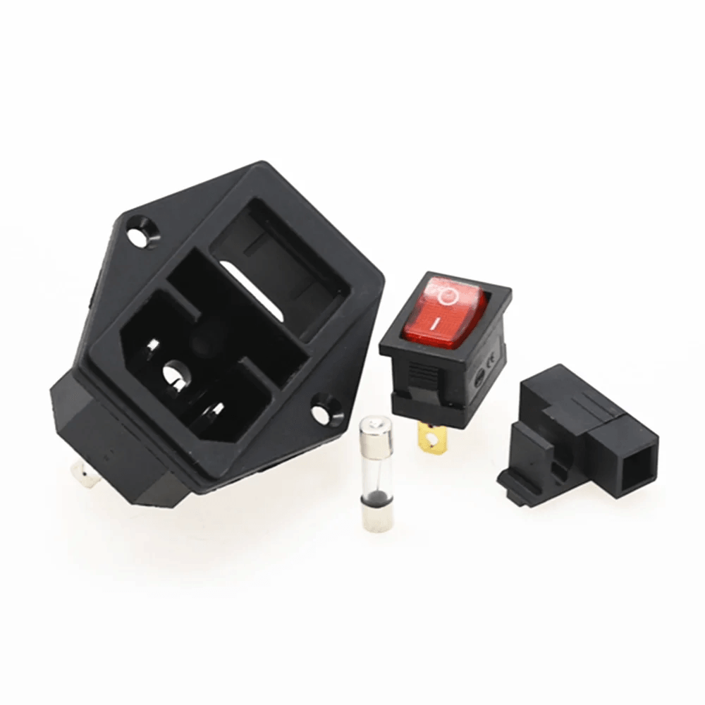 1Pcs AC-01A Power Rocker Switch IEC 3 Pin 320 C14 Inlet Power Sockets Switch Connector Plug 10A 250V - petguardiansupplies