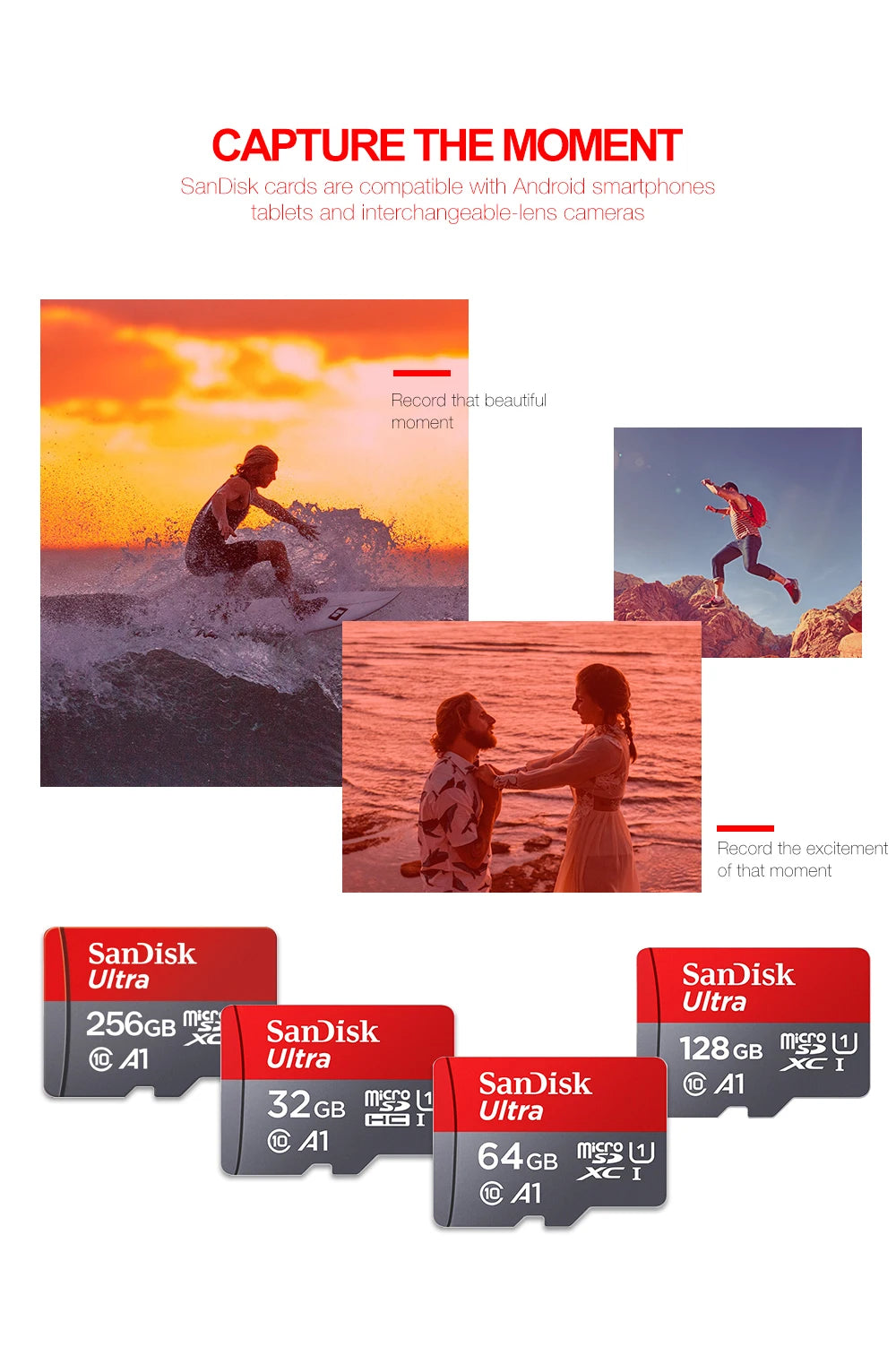 Original Sandisk Memory Card 256GB 128GB 64GB 32GB TF micro sd card Class 10 UHS-1 flash card Memory Microsd for Samrtphone PC - petguardiansupplies