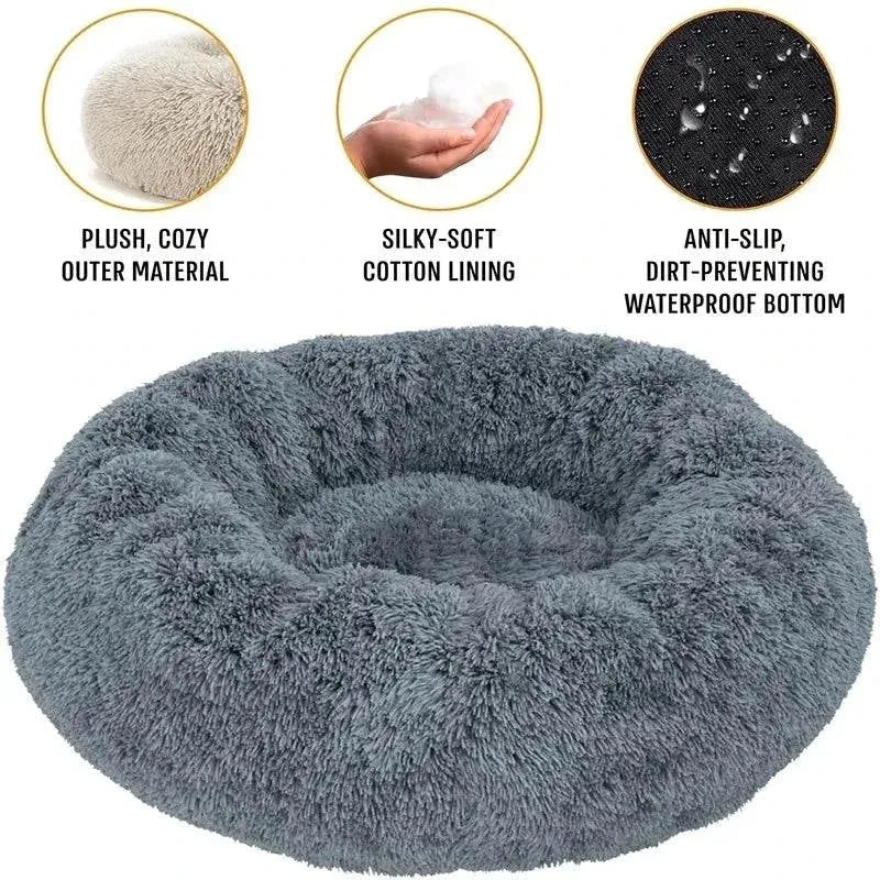 Round Dog Bed Winter Warm Cat Bed Plush Basket for Dog Washable Pet Bed for Small Medium Large Dog Sofa Cat - petguardiansupplies