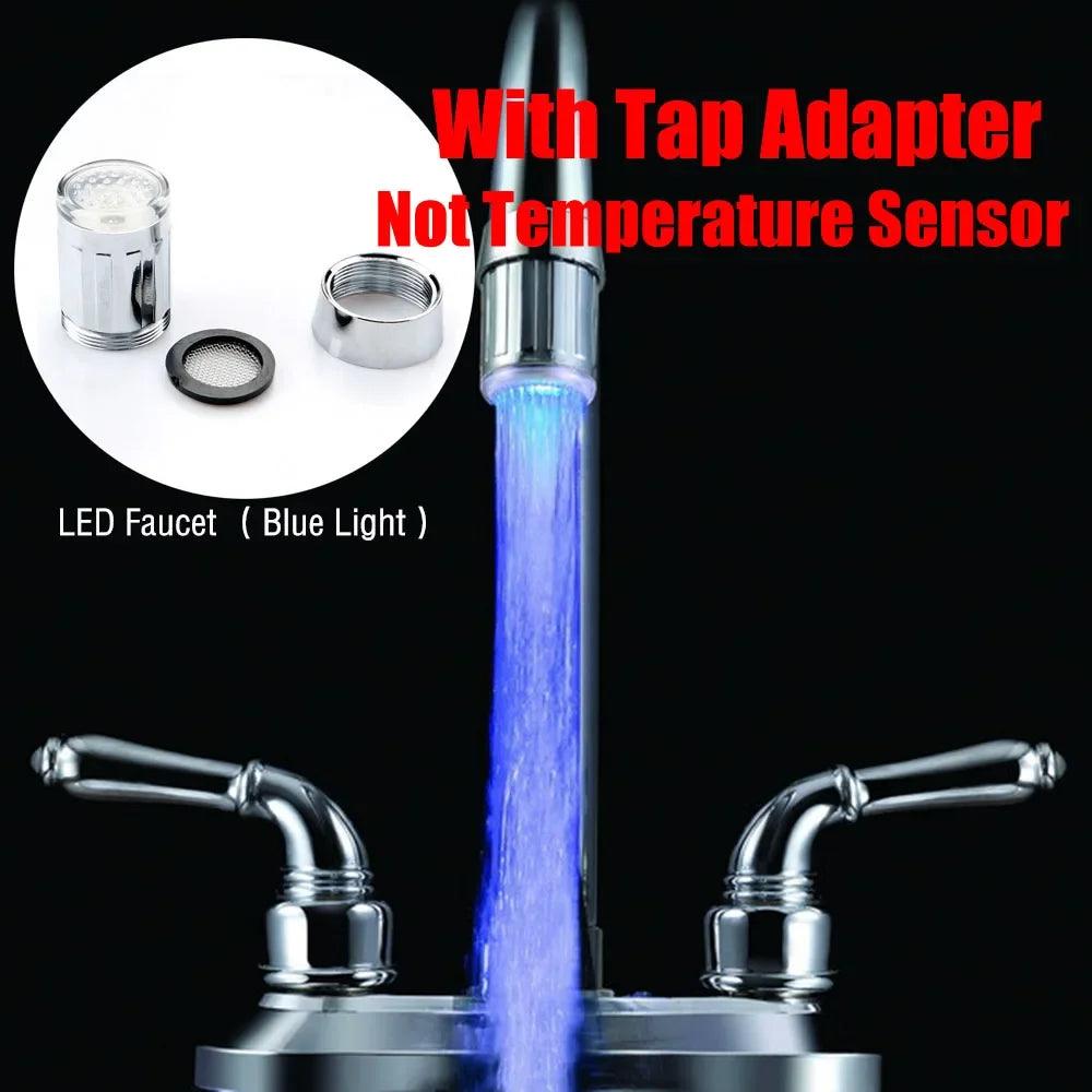 Luminous Light-up LED Water Faucet Shower Tap Basin Water Nozzle Bathroom Kitchen Heater Faucets thermostat Blue 3Color 7 Colors - petguardiansupplies