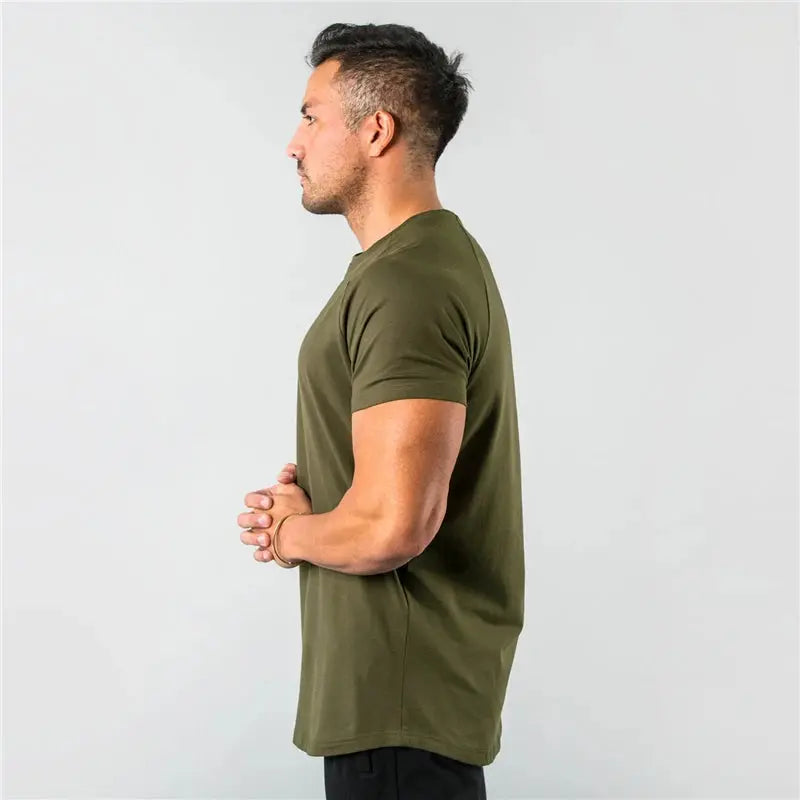 New Fashion Plain Tops Tees Fitness Mens T Shirt Short Sleeve Muscle Joggers Bodybuilding Tshirt Male Gym Clothes Slim Fit Shirt - petguardiansupplies