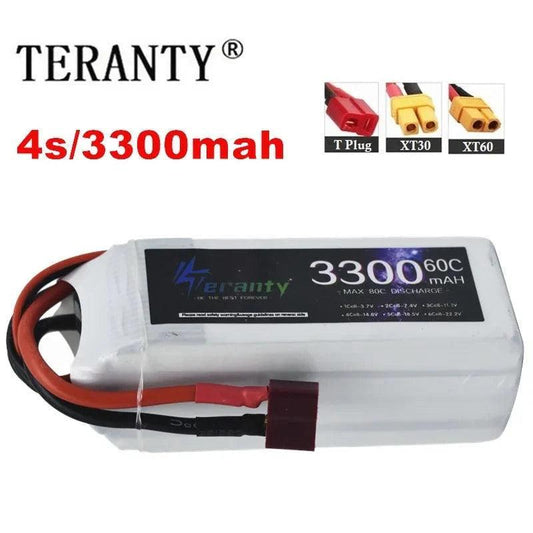 LiPo Rechargeable Battery 4S 3300mAh 60C 14.8V for RC FPV Racing Drone Quadcopter Drone Batteries With XT60 Connector Deans Plug - petguardiansupplies