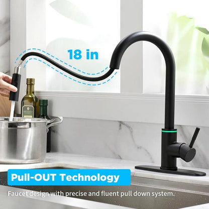 Kitchen Faucets Black Single Handle Pull Out Kitchen Tap Single Hole Handle Swivel 360 Degree Water Mixer Tap Mixer Tap 408906 - petguardiansupplies