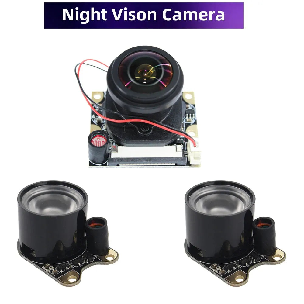 Raspberry Pi 175° IR-CUT Camera Night Vision Focal Adjustable 5MP Fish Eye Auto Switch Day Night for Raspberry Pi 5 4B 3B+ Zero - petguardiansupplies