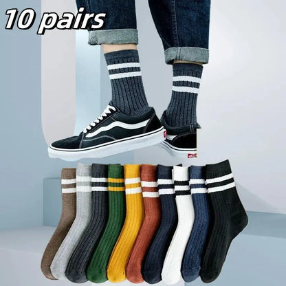 5Pairs Breathable Cotton Sports Stockings Men Bamboo Fiber Autumn and Winter Men Socks Sweat Absorption Deodorant Business Sox - petguardiansupplies